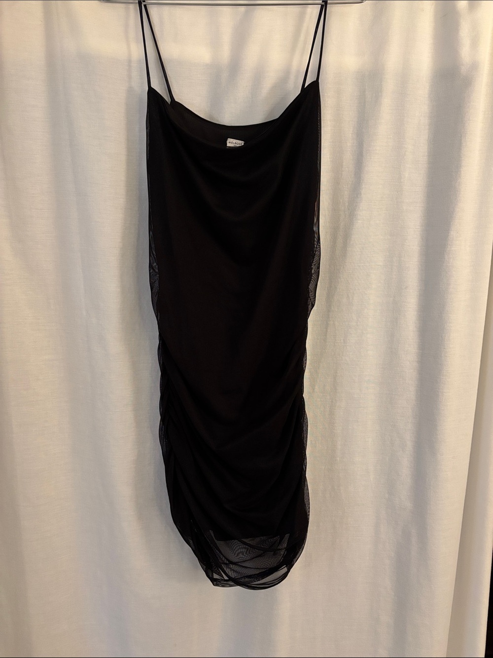 Black Slip Midi Dress with Cowl Neck